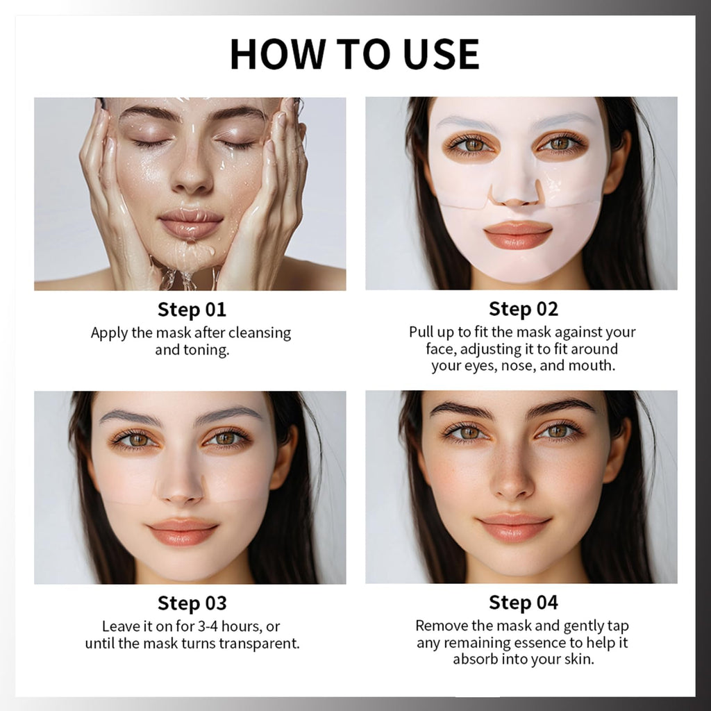 Sokgo Low Molecular Weight Collagen Overnight Hydrogel Mask, Enhances Skin Elasticity, Reduces Pores, Transforms from White to Transparent Upon Absorption Skin Care Treatment，