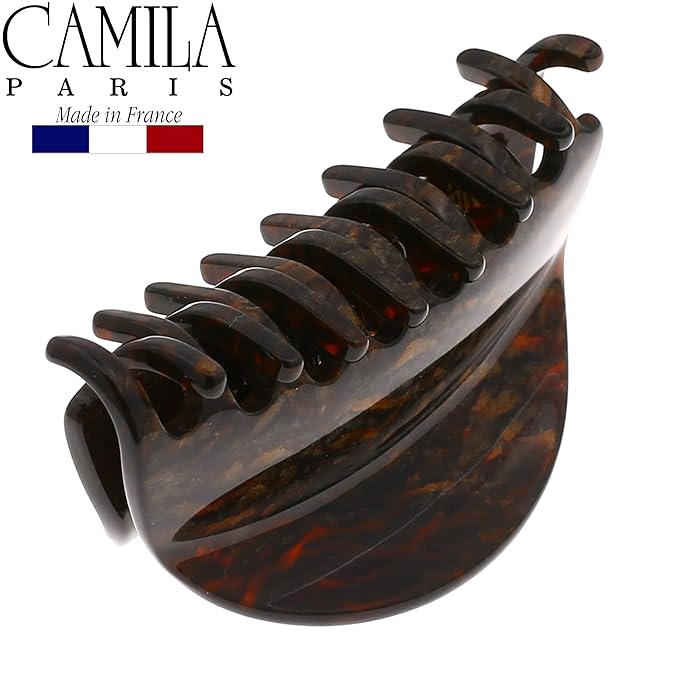 Camila Paris CP2961 French Hair Clip for Women, Small Handmade, Brown, Strong Hold Grip Hair Clips for Women, No Slip Durable Styling Girls Hair Accessories, Made in France