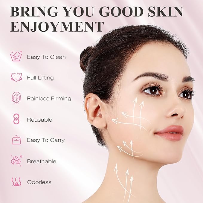 Juskaa Chin Strap for Sleeping,V Line Lifting Mask,Pink,M