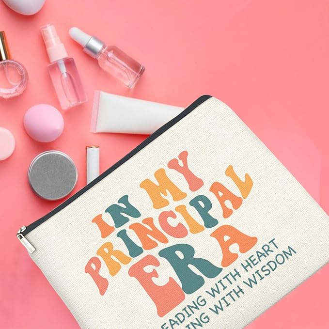 UPNEGE Principal Gifts Makeup Bag Principal Thank You Gifts in My Principal Era Cosmetic Bag Zipper Makeup Pouch