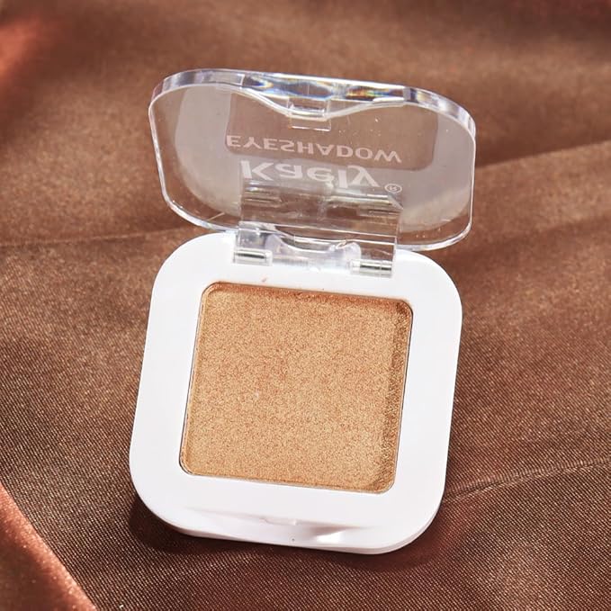 FeiCuiYun Glitter Single Eye Shadow Palette Makeup, Golden Sparkle Shimmer Monochrome Eyeshadow For Older Women, Mini Pressed Pigmented Waterproof Sombras Para Ojos,Vegan, Talc, Paraben&Cruelty Free