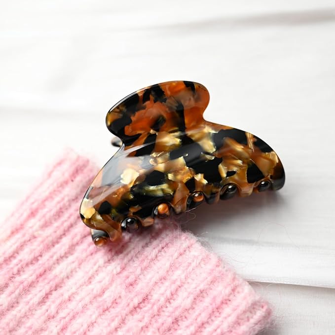 Prettyou Handmade Celluloid Acetate French Design Barrettes Tortoise Shell Claws Hair Claw Luxury Fashion Accessories Hair Clip for Women (black gold)