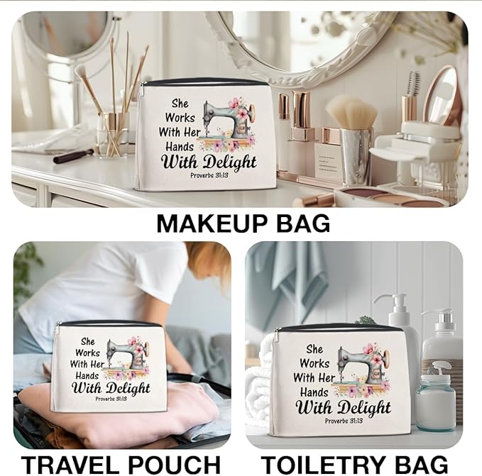 FYDHQSS Sewing Makeup Bag Gifts for Women Quilting Cosmetic Bag Organizer