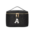 EURYNOME Sparkling Monogram Makeup Bag - Water-Resistant Travel Cosmetic Organizer (8.3x5.1x5.1 Inch) for Women, Custom Letter A Design