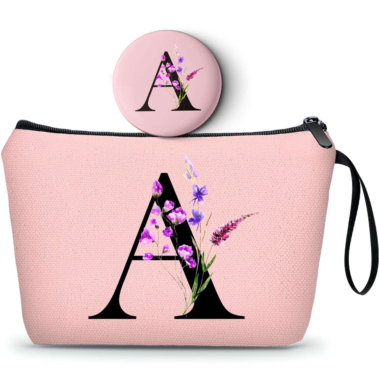 A-Z personalized gifts for women,Initial cosmetic bag with Mirror, D — 기타