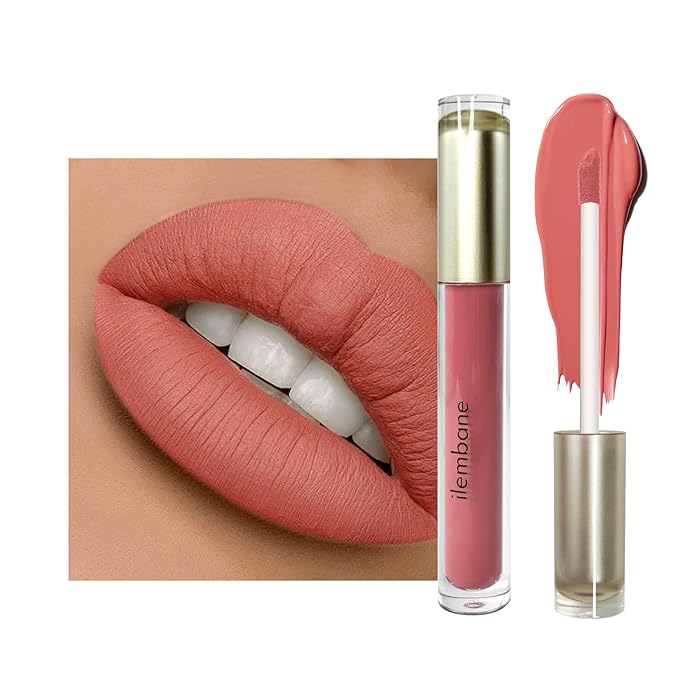 ilembane Warm Nude Matte Liquid Lipstick Long Lasting Vegan - Nude Pink