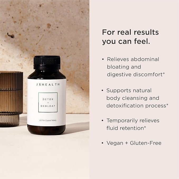 JSHealth Detox + Debloat. Bloating Relief for Women with Milk Thistle, Turmeric, and Fennel. Liver Health and Gut Support. Nutritionist-Formulated (120 Tablets)