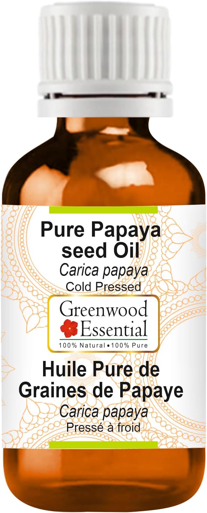 Greenwood Essential Papaya Seed Oil (Carica Papaya) | Cold Pressed | Natural | Undiluted | for Diluting Essential Oils | for Skin & Massage | Men & Women | 50ml (1.69 oz)