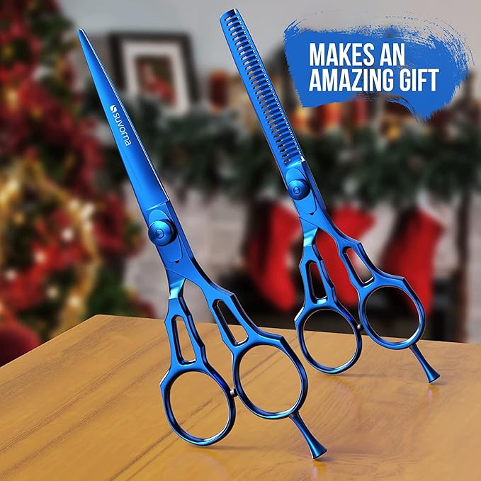 Suvorna Professional Hair Scissors with Thinning Shears | 2 Pcs Hair Shears | J2 Japanese Stainless Steel Hair Cutting Scissors | 5.5" Hair Shear Professional - tijeras de peluqueria profesional.