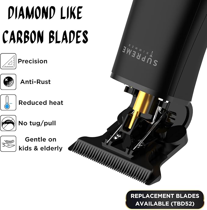 Supreme Trimmer Professional T Shaper | Cordless Hair & Beard Liner for Men | Low Noise, Precision Edger Clippers | Ideal for Sensitive Skin, Kids & Elderly | Barber & Home Use