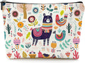 Givotin Cute Makeup Bag for Purse Canvas Waterproof Funny Cosmetic Bags for Women Zipper Travel Toiletry Pouch-Alpaca Makeup Bags-Creamy