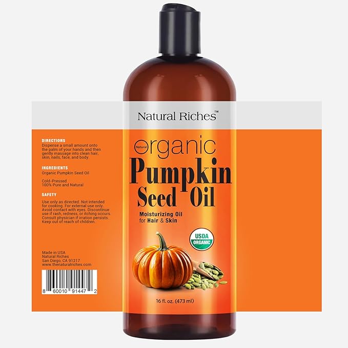 Pumpkin Seed Oil 16 Fl Oz - Moisturizing Oil for Face, Hair, Skin & Nails