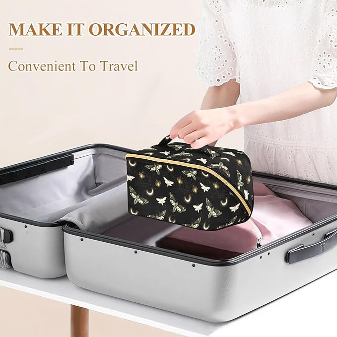 MNSRUU Makeup Organizer Bag, Death Moth Butterfly Travel Makeup Bags Makeup Vanity Case Large Capacity Rhombus Cosmetic Toiletry Bag for Girl Women Ladies