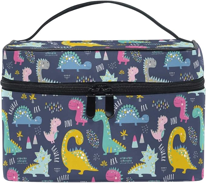 MNSRUU Makeup Bag, Cute Funny Dinosaurs Travel Makeup Organizer Bag Cosmetic Cases Toiletry Bags for Girl Women Ladies
