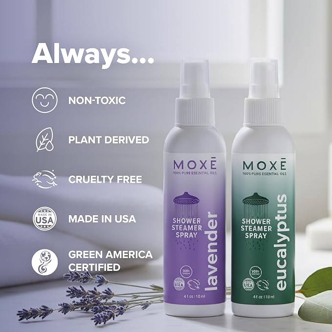 MOXĒ Lavender & Eucalyptus Shower Steamer, All Natural Relief, 4oz, 2 Pack