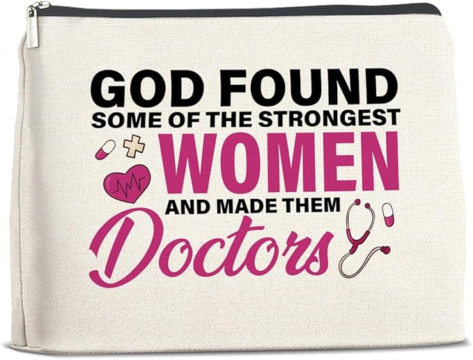 UPNEGE Doctor Gifts Makeup Bag, Thank You Gifts for Doctors, Medical Student Graduation Gift, New Doctor Gifts, God Found Some of the Strongest Women And Made Them Doctors Zipper Makeup Pouch