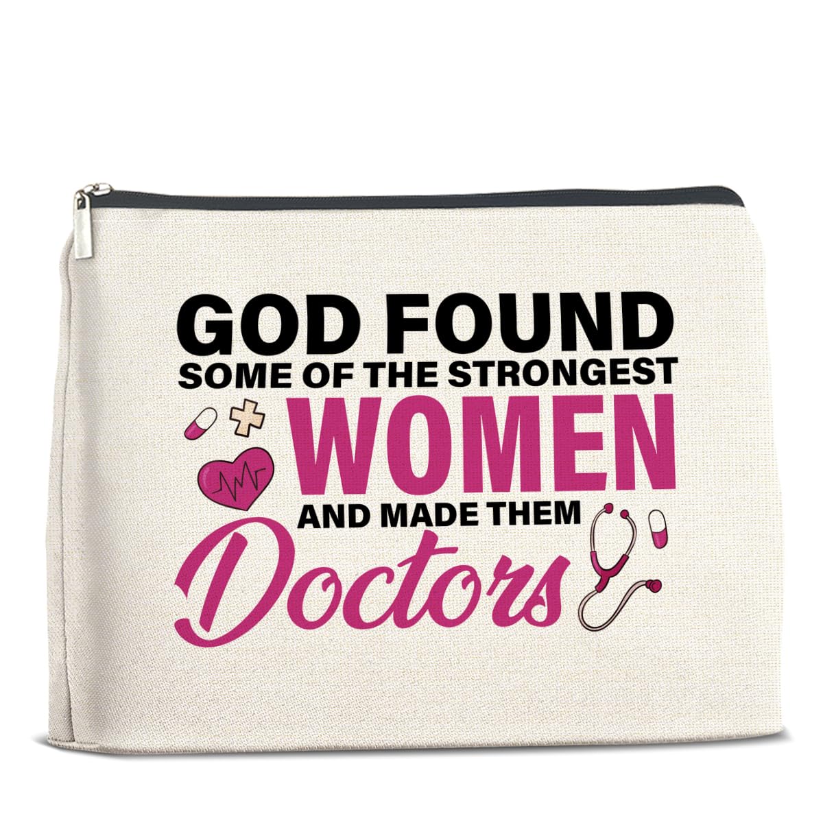 UPNEGE Doctor Gifts Makeup Bag, Thank You Gifts for Doctors, Medical Student Graduation Gift, New Doctor Gifts, God Found Some of the Strongest Women And Made Them Doctors Zipper Makeup Pouch