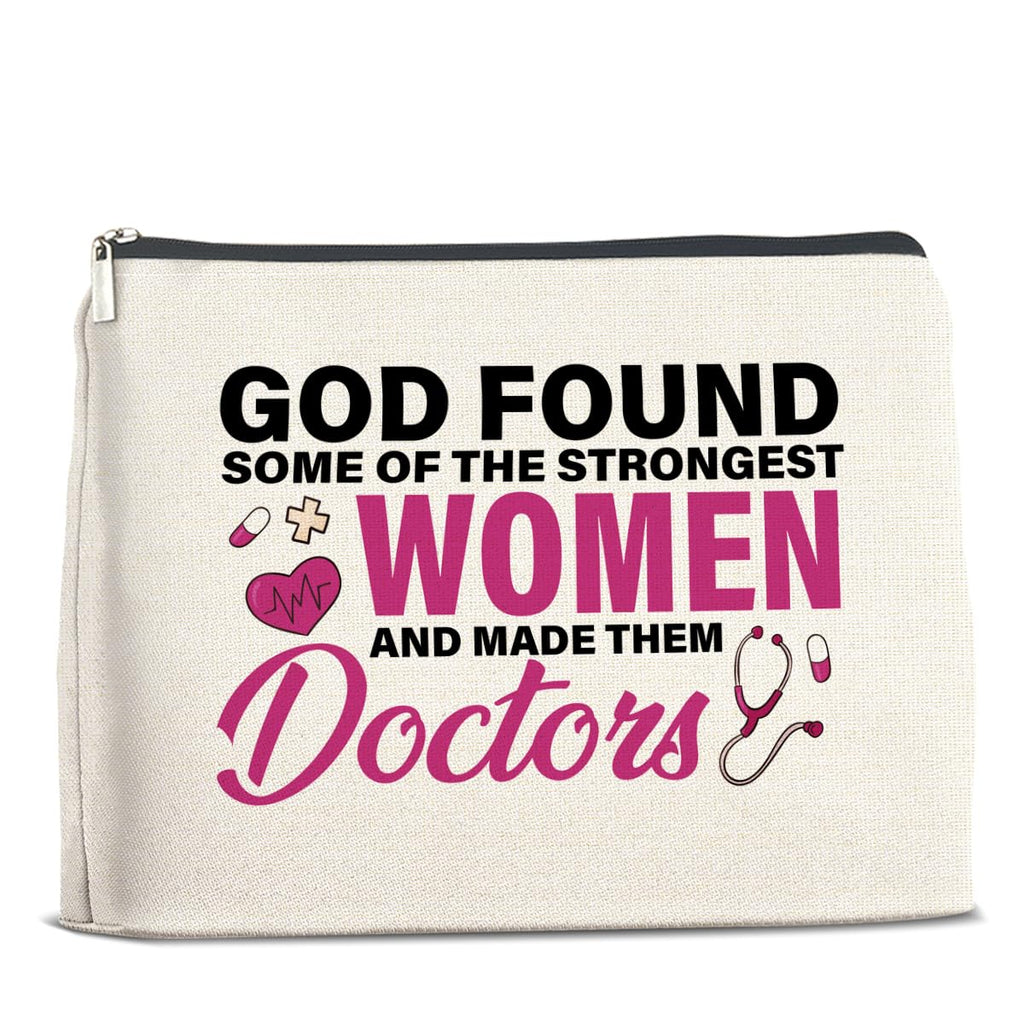 UPNEGE Doctor Gifts Makeup Bag, Thank You Gifts for Doctors, Medical Student Graduation Gift, New Doctor Gifts, God Found Some of the Strongest Women And Made Them Doctors Zipper Makeup Pouch
