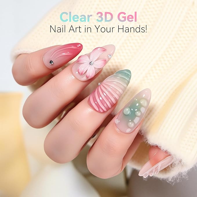 Makartt 3D Nail Gel, 2 Pcs Clear & Noir Sculting Gel for DIY Nail Designs