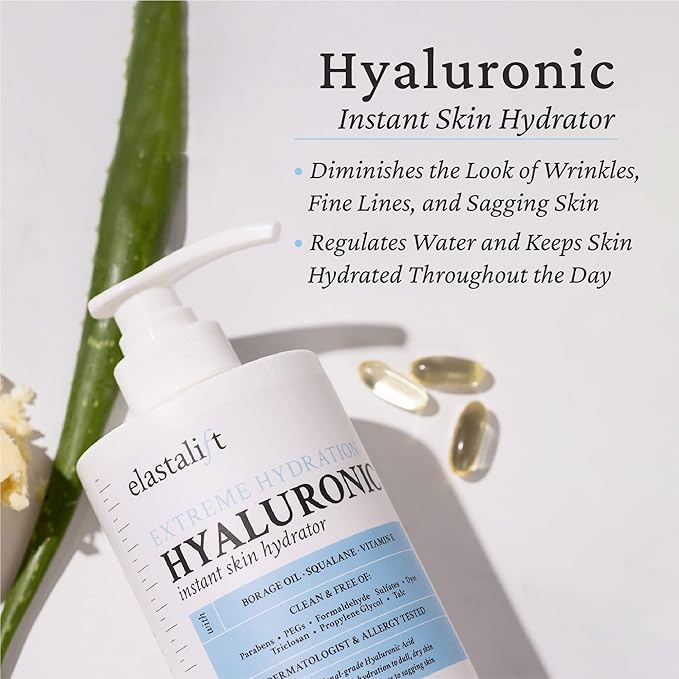 Elastalift Collagen Body Cream + Hyaluronic Acid Lotion Skin Care Set, Anti Aging Face & Body Moisturizer Dry Skin Rescue Creams For Wrinkle Control, Lifting, Firming, & Tightening Skin, 2-Pack