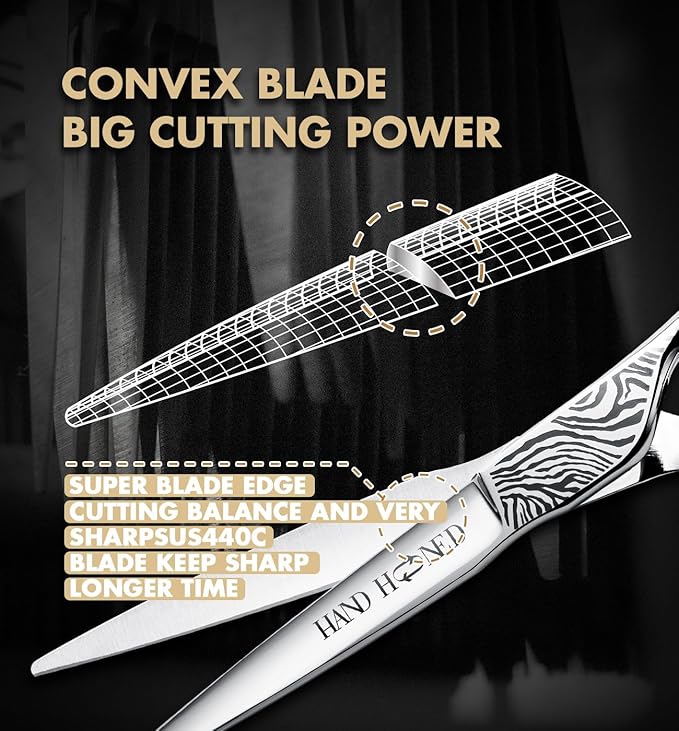 GGPH Professional Hair Cutting Scissors - SUS 440C & Cobalt Stainless Steel Barber Shears Fine Adjustment Tension Premium Shears for Hair Cutting (Hair Cutting Scissors S4, 6.0 Inches)