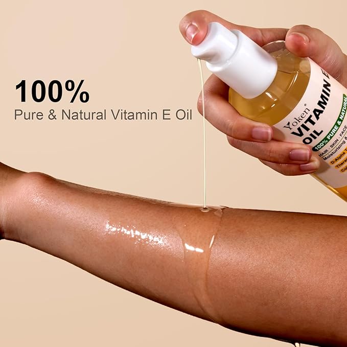 Yoken Vitamin E Oil for Skin Face Body 8 Oz Cold Pressed Vitamine Body oils