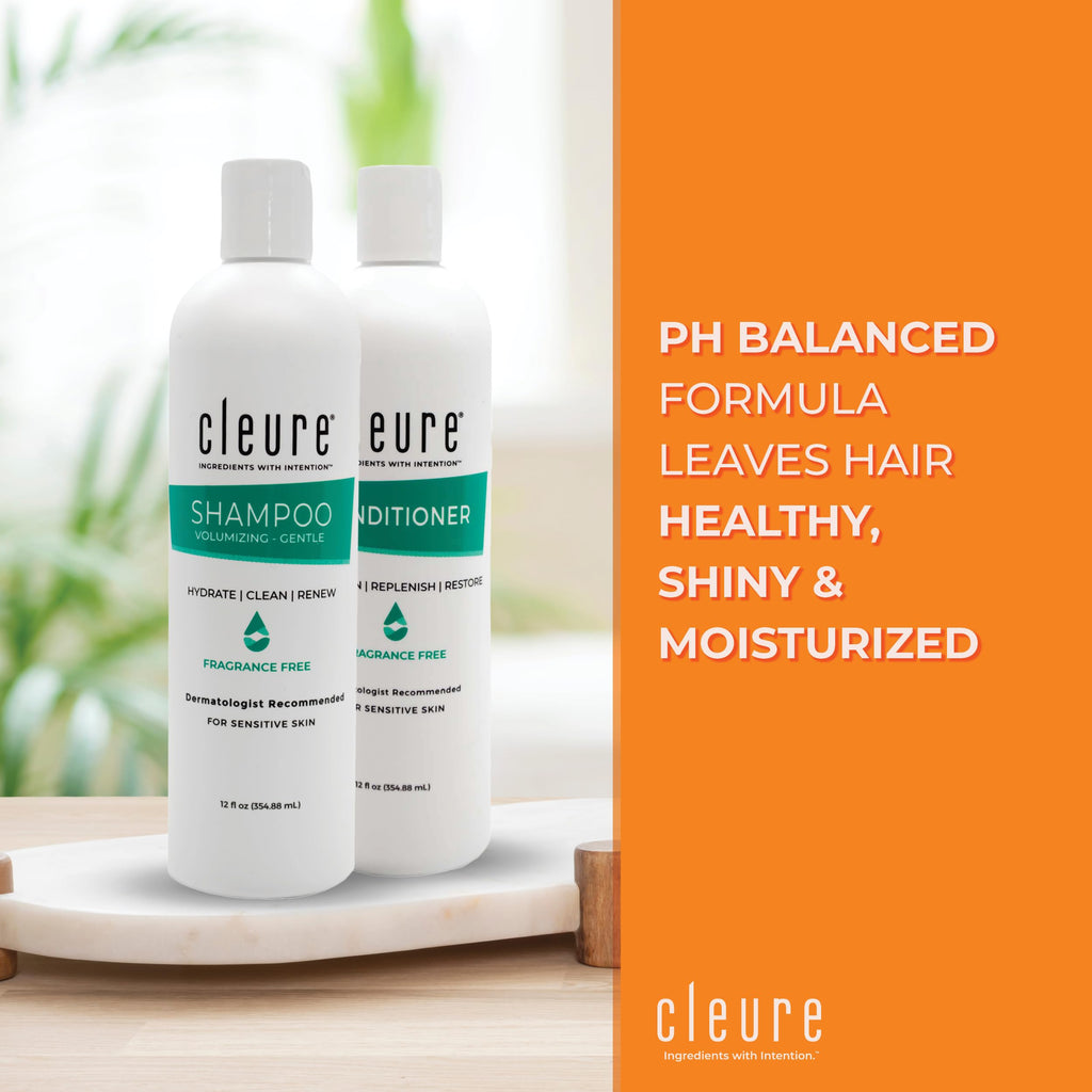 Cleure Volumizing Shampoo & Conditioner Set, Sulfate Free (12 oz Each)