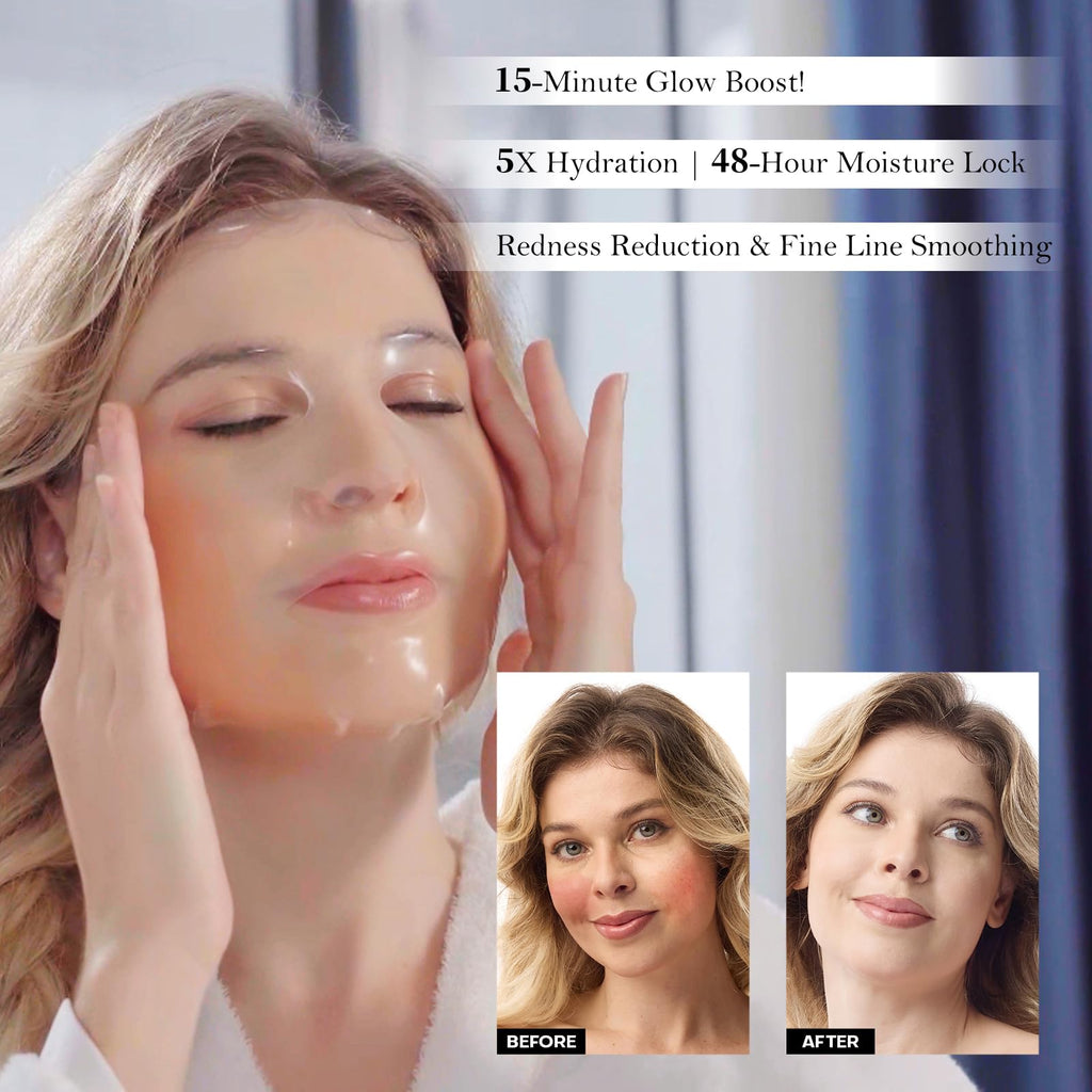 OTTOSHA Collagen Face Mask – Intensive Hydration & Deep Moisturizing Sheet Mask for Dry Skin, Anti-Aging Facial Care Full Set (10 Packs)