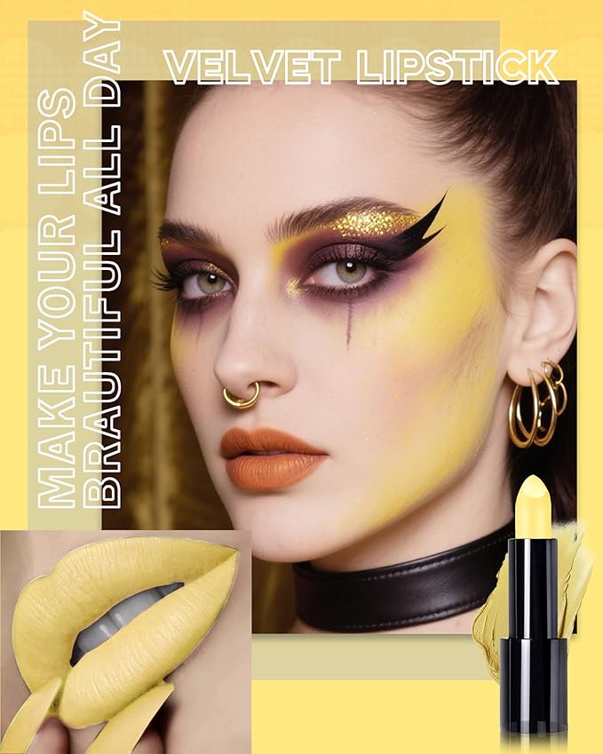 Caedelfly Velvet Matte Lipstick, Yellow Lipstick for Women, Halloween -06