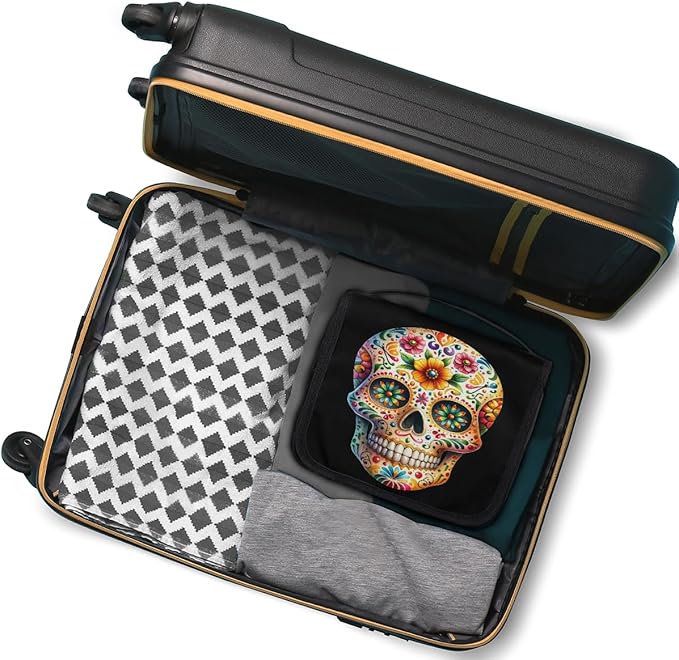 YoYoYuchong Travel Toiletry Bag for Women & Men Skull Cool Flower Hanging Cosmetic Organizer Portable Waterproof Makeup Case Make Up Bag with Compartments Travel Essentials for Bathroom Shower