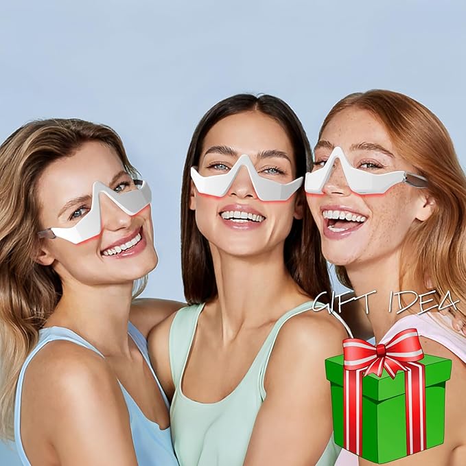Rotsha Under-Eye Red Light Therapy Device, Red Light Therapy Glasses Microcurrent Eye Massager Red Light Eye Mask for Eye Bags Dark Circles Puffiness Wrinkles Fine Lines