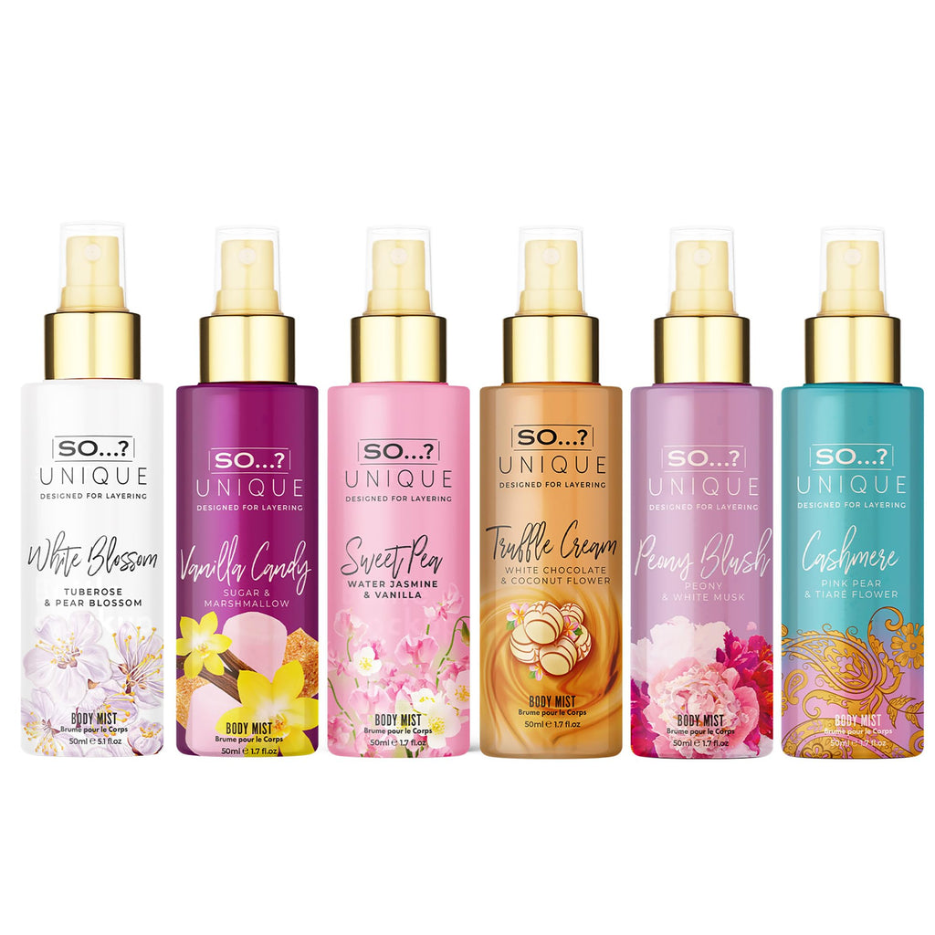 So…? Unique Body Mist Set - Perfumes for Women with Fresh, Floral, Sweet Scents - 6 Hour Wear Body Spray for Women - Travel Size Gift Set - 6 pcs