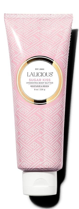LALICIOUS Sugar Kiss® Whipped Body Butter 8oz | Ultra-Hydrating Shea Butter Body Cream with Hyaluronic Acid, Vitamin C & Peptides | Deep Moisturizing Lotion for Dry Skin | Non-Greasy, Fast-Absorbing