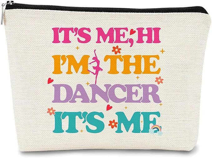 JEFBFBWE Dance Makeup Bag,Dance Bag for Teen Girls,It's Me Zipper Pouch,Dance Shoes Bag,Gifts for Dancer,Dancing Lover,Teen Girls, Dancing Teacher and Student(I'm The Dancer)