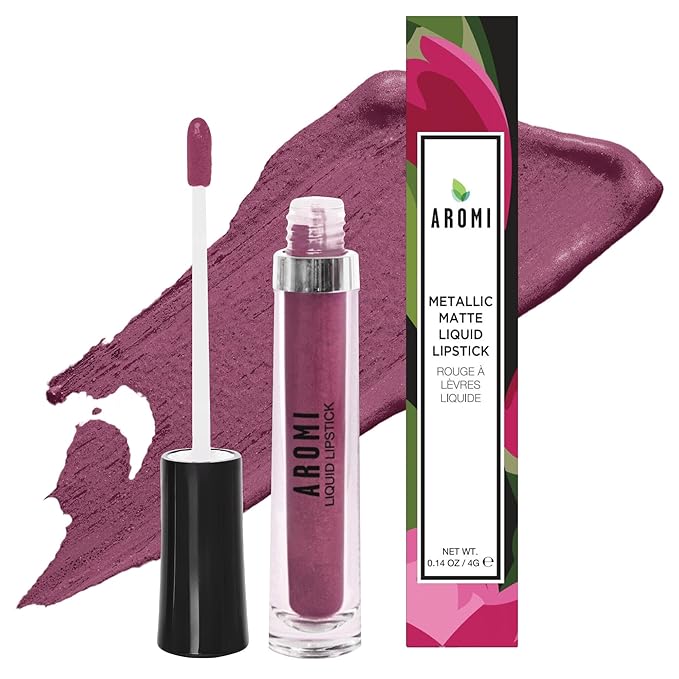 Aromi Chestnut Rose Metallic Liquid Lipstick (Burgundy Quartz)