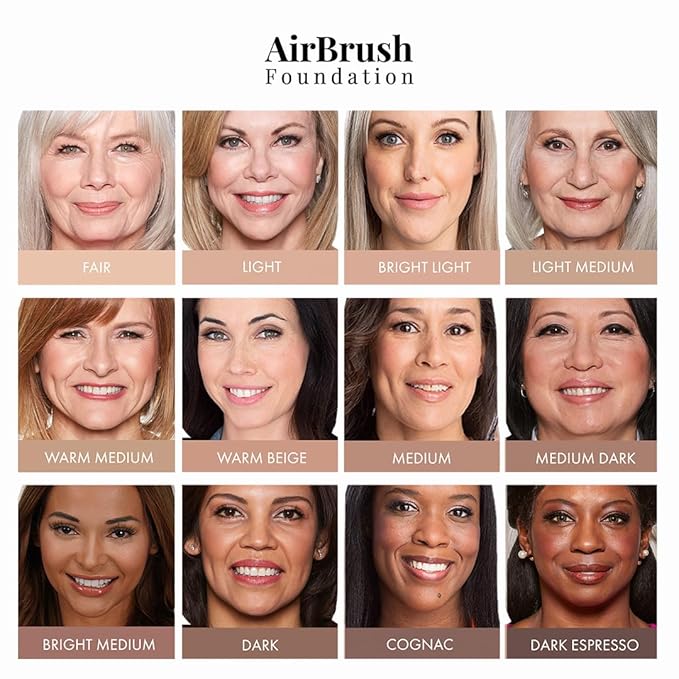 MagicMinerals AirBrush Foundation Set by Jerome Alexander – 3pc Set Includes Primer, Foundation and Kabuki Brush - Spray Makeup with Anti-aging Ingredients for Smooth Radiant Skin (Warm Beige)