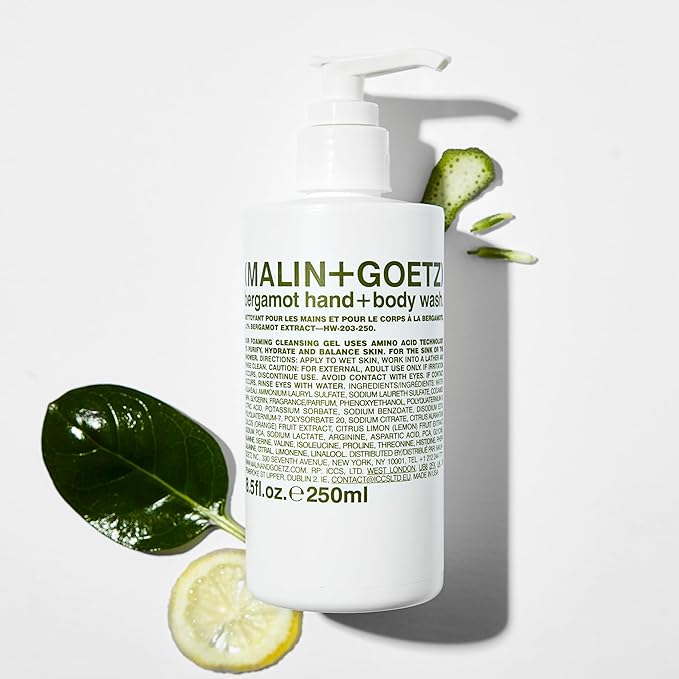 MALIN+GOETZ Hand + Body Wash | Gentle Foaming Cleanser with Botanical Extracts and Amino Acids | Hydrating, pH-Balanced, Unisex Scent | Vegan & Cruelty-Free (Bergamot, 8.5 Fl Oz)