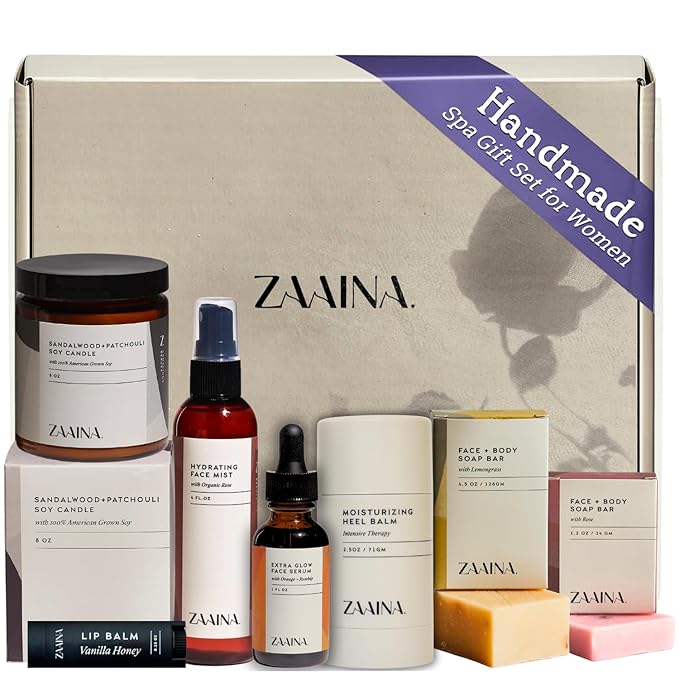 Luxury Spa Gift Basket for Women – Self Care Gifts, Relaxation & Pampering Spa Set, Birthday Gifts for Women, Bath & Body Care Package – USA Made (PREMIUM Spa Set w/ Sandalwood Candle)