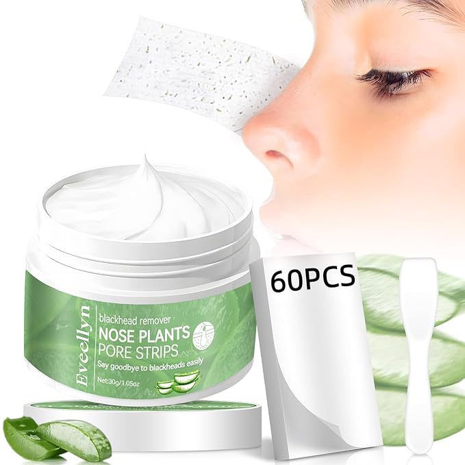 Eveellyn Blackhead Remover Mask 30g, Nose Pore Strips 60 pcs, Deep Cleansing Pore Strips for Blackheads，Tighten Pores for All Skin Type, Removes Impurities and Excess Oil, for Women and Men
