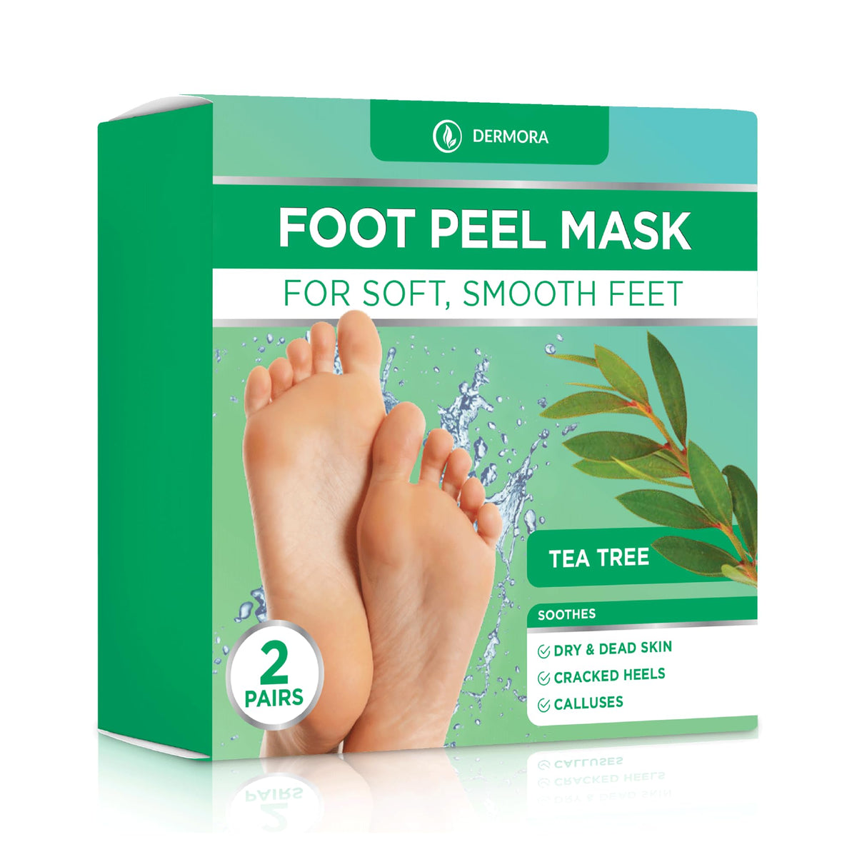 DERMORA Foot Peel Mask, Exfoliating Foot Peeling Mask, 2 Pairs,Tea Tree