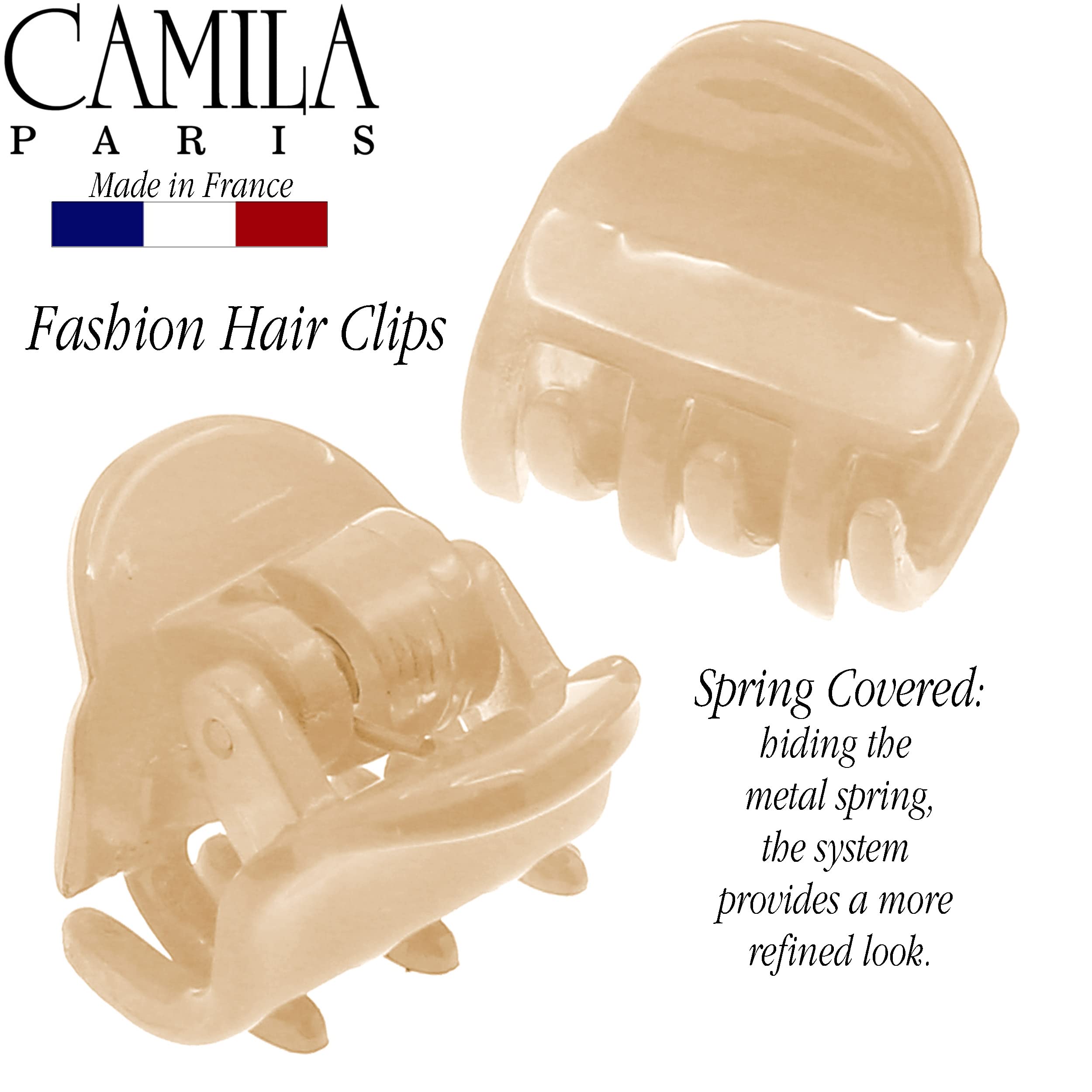 Camila Paris CP3290 French Hair Clip for Women, Set of 2 Small Nude Girls Hair Claw Clips Fashion Durable Hair Accessories for Women, Luxury Ladies Strong Hold No Slip Grip Clamp, Made in France
