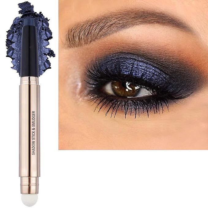 LGSZGDCN Black Bule Eyeshadow Stick, Cream Smooth Shimmer Eyeshadow Pencil, Hypoallergenic Waterproof Long Lasting Highlighter Stick, Glitter Primer Palette