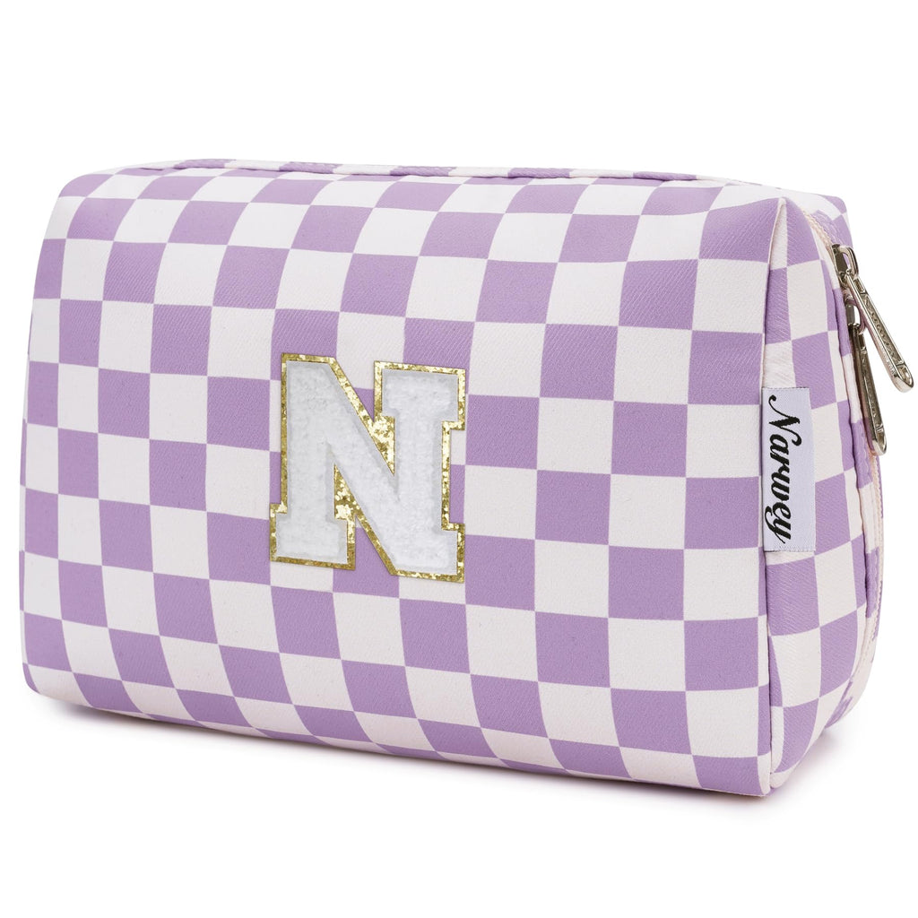 Narwey Initial Makeup Bag, Birthday Gifts for Teen Girls kids Tween Women