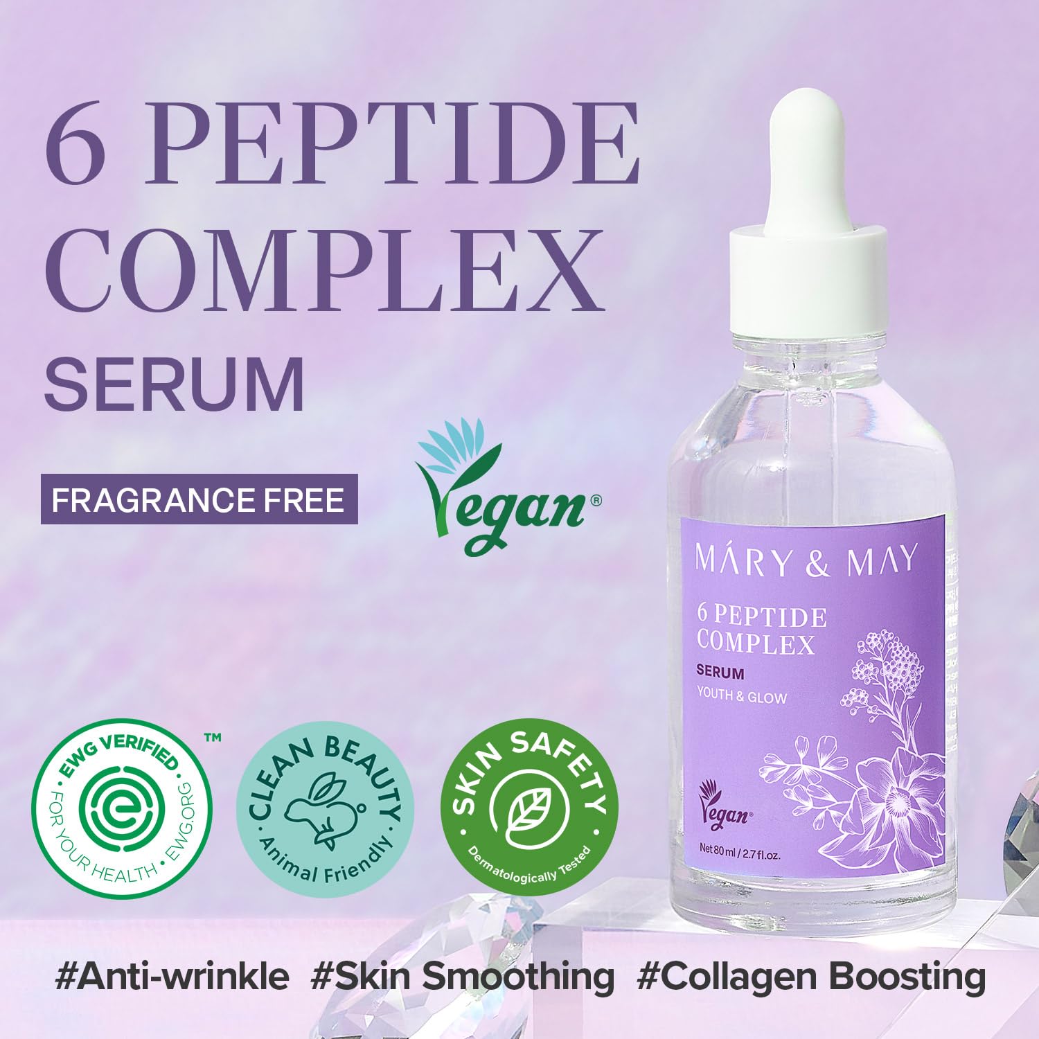 Mary&May 6 Peptide Complex Serum, Value Size, Face & Neck 2.71 fl.oz