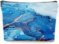 Givotin Small Makeup Bag for Purse Cute Canvas Waterproof Cosmetic Bags for Women Zipper Travel Toiletry Pouch-Blue Marble Makeup Bags