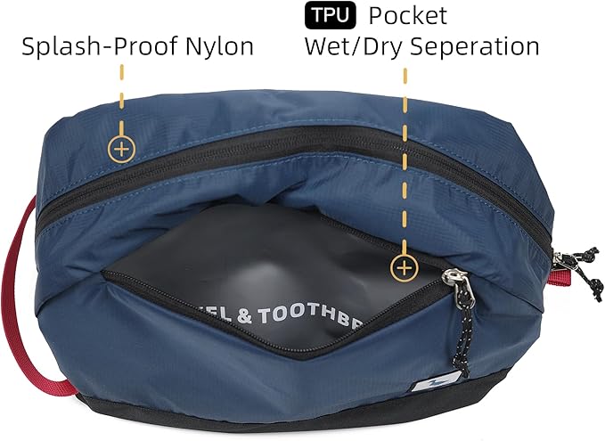 kalgoTeal Travel Toiletry Bag 8L, Large Packing Cube with Waterproof TPU Wet/Dry Compartment