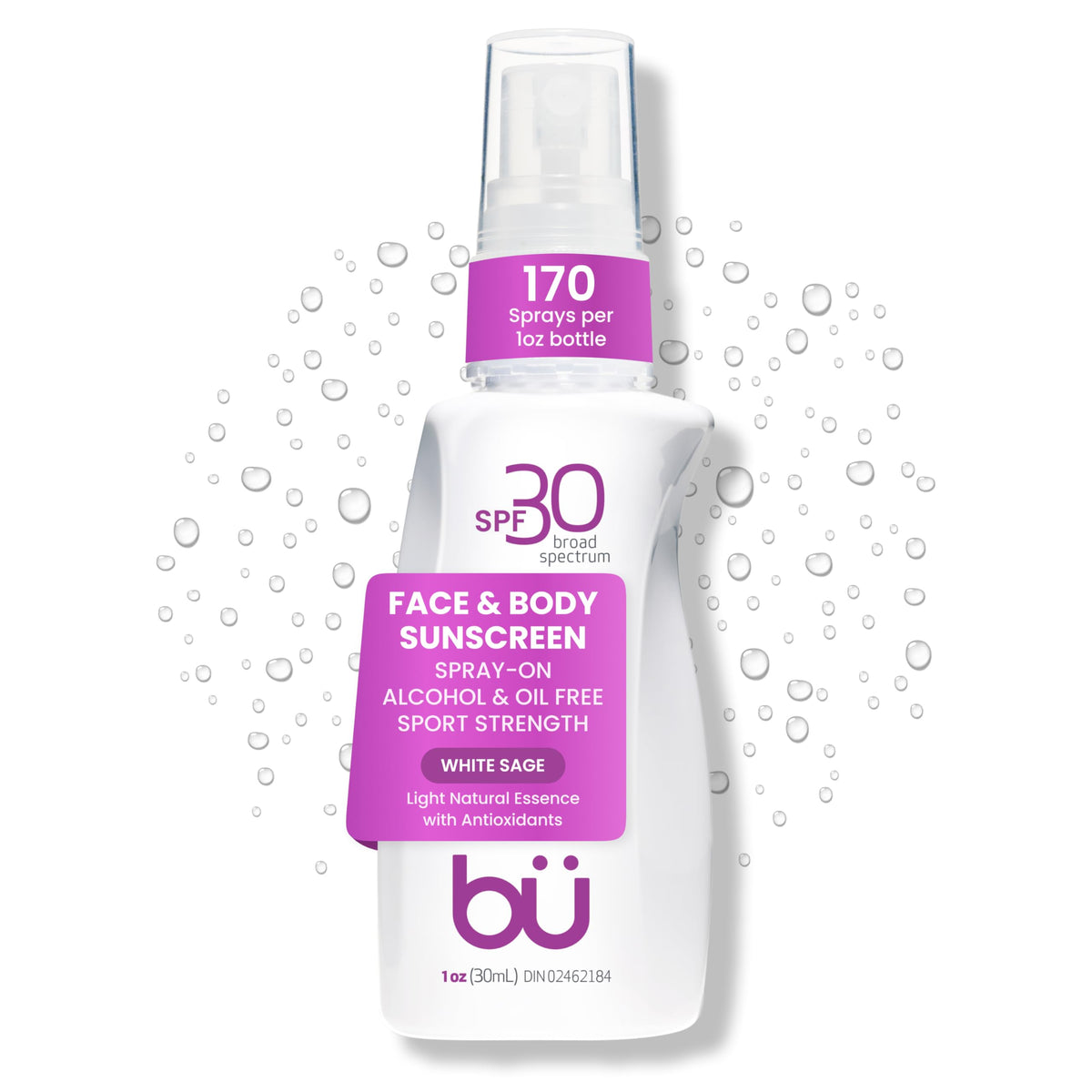 BU SPF 30 Sunscreen Spray for Face and Body, Non Aerosol Spray, Clear WOWmist, TSA Travel Size Sunblock, Oil Free and Water Resistant for Sensitive Skin, Natural Citrus 3.3 oz