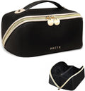 Prite Makeup Bag Travel Toiletry Bag Open Flat Cosmetic Organizer for Women