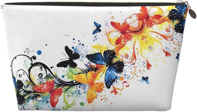 Dultua Mothers Day Gifts Makeup Bag Purse Cosmetic Bag Travel Toiletry Leather Make Up Bags for Mom Wife Women Daughter Elegant Butterflies