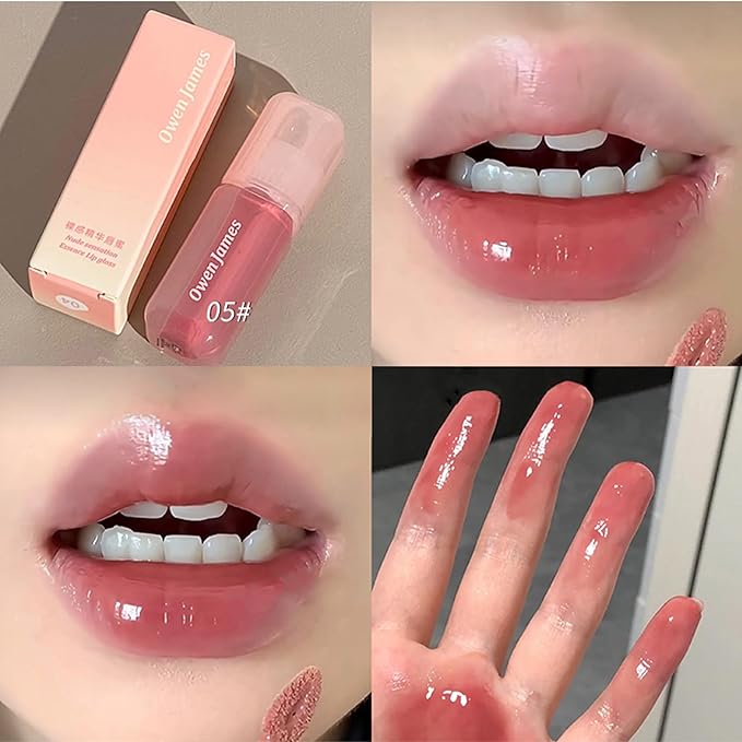 LuckNest 4PCS Hydrating Lip Gloss Set,Highly-Pigmented Korean Lip Glaze,Plumping Lipgloss, Moisturizing Mirror Liquid Lipstick, Non-Stick Cup,Glossy Finish,Long-lasting Natural Makeup